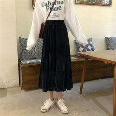 プリーツティアードロングスカート