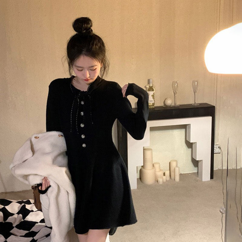 ボウタイリボンニットワンピース