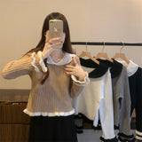 フリルカラーワッフルニット