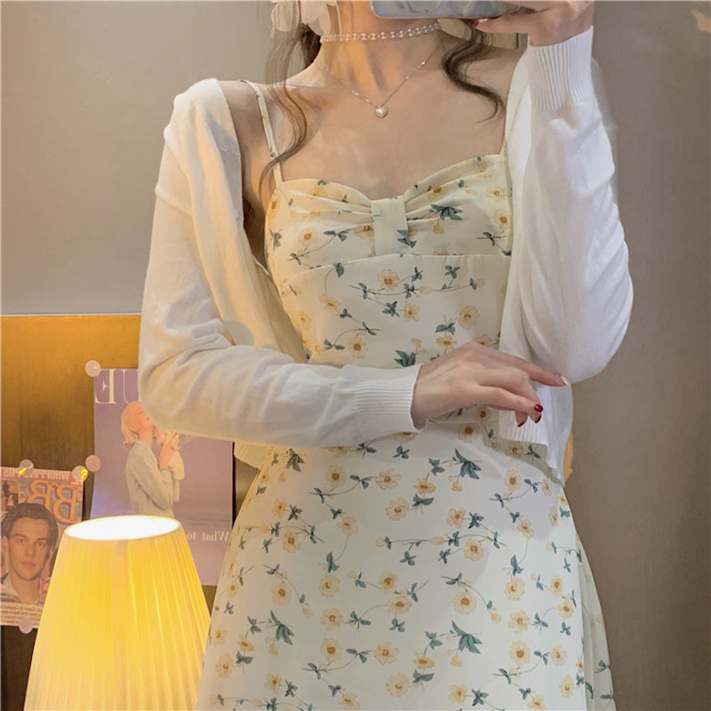 フラワーキャミワンピース&カーディガンSET