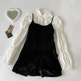 ベロアワンピース&ティアードシャツSET