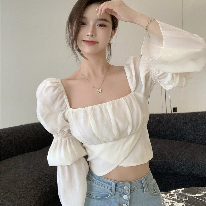 ランタンスリーブリボントップス