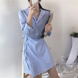 ブルーラップシャツワンピース