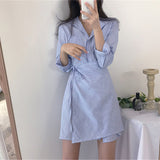 ブルーラップシャツワンピース