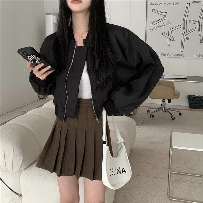 ワンカラークロップドブルゾン