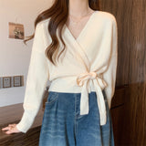 サイドリボンカシュクールニット