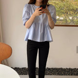 エレガントペプラムブラウス