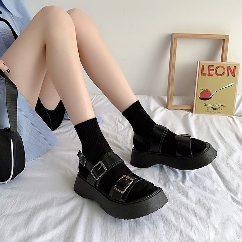 ダブルベルト厚底サンダル
