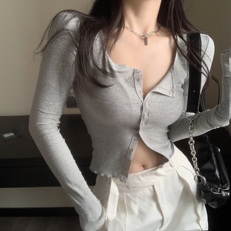 ソフトリブボタンカーディガン