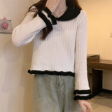 フリルカラーワッフルニット