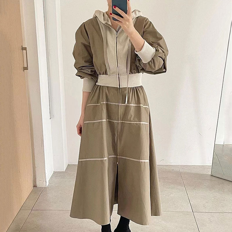 バイカラーデザインジャージワンピース