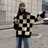 プルオーバーチェッカーニット