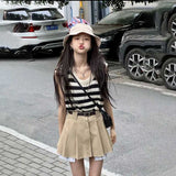 モノクロボーダーベスト&レイヤードスカートSET