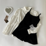 ベロアワンピース&ティアードシャツSET