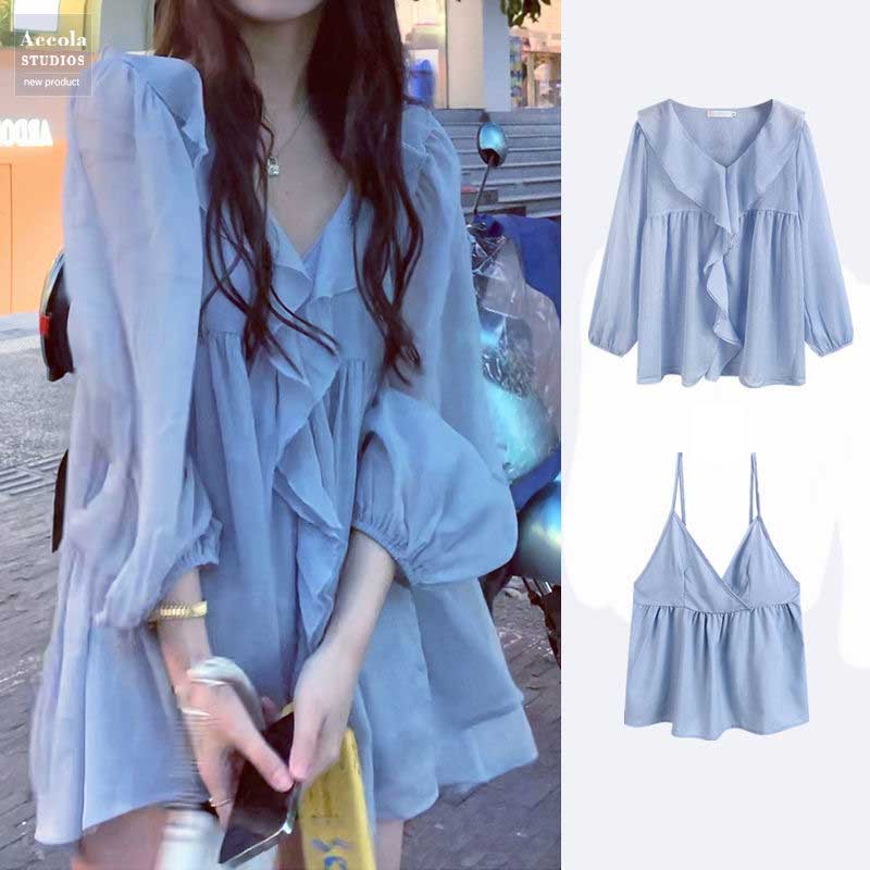 ニュアンスラメブラウス&キャミソールSET