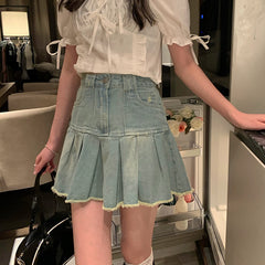 ダメージプリーツミニスカート