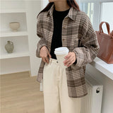 ブラウンカラーチェックシャツ