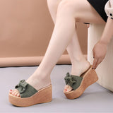 ウェッジソールリボンサンダル