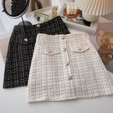 ツイードボタンスカート