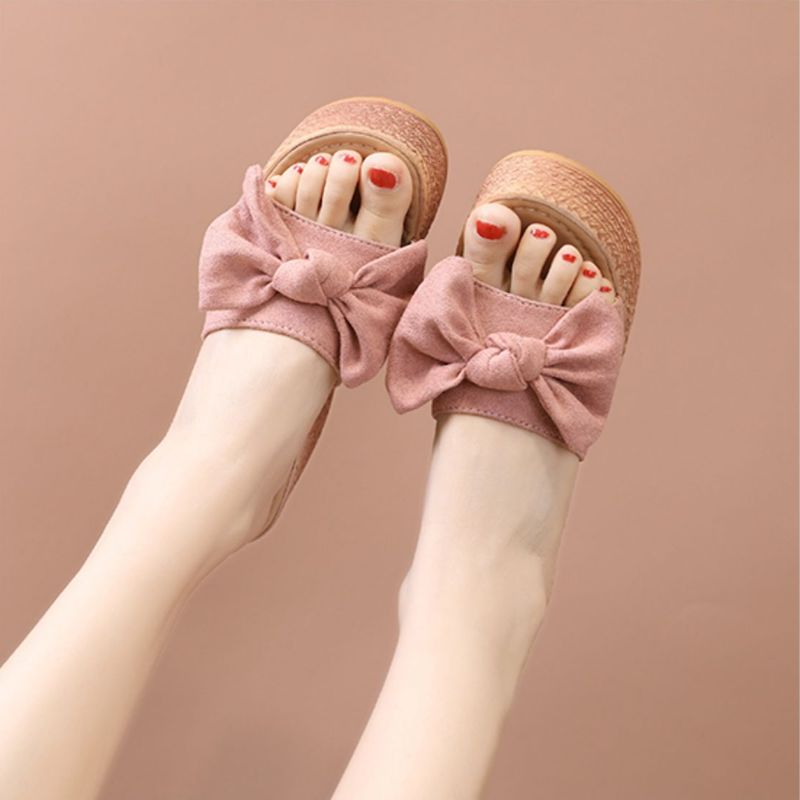 ウェッジソールリボンサンダル