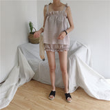 ショルダーリボンチェックルームウェア