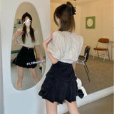 Wポケットプリーツデニムスカート