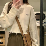 クロップドダメージニット