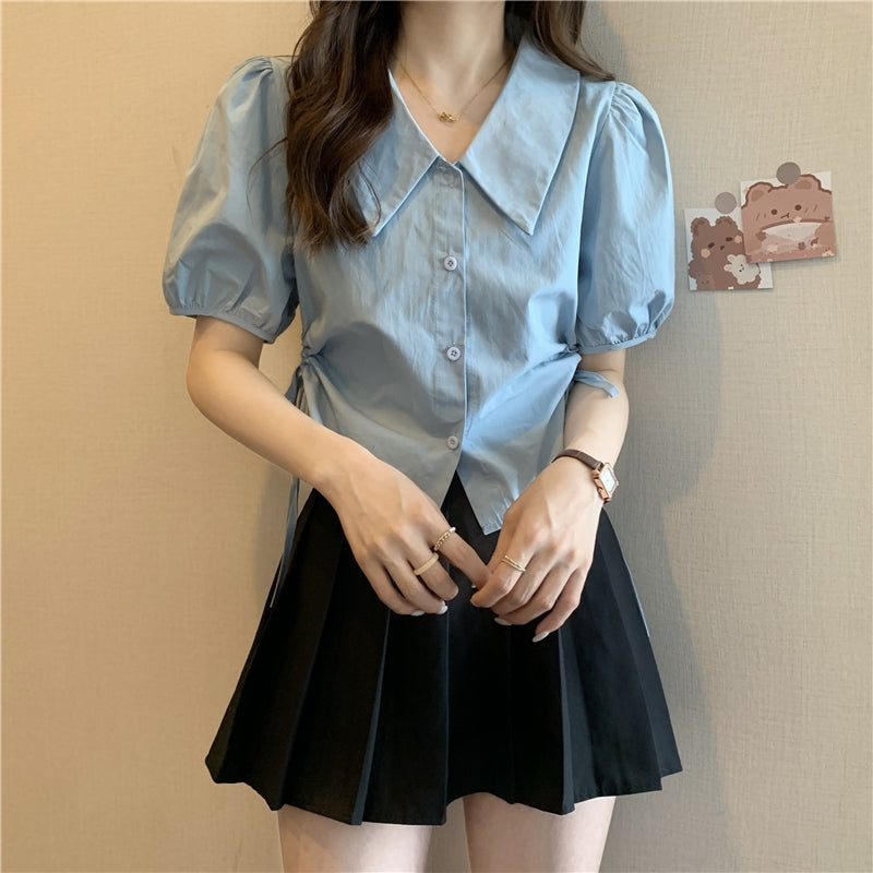 バブルスリーブシャツブラウス