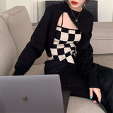 チェッカーキャミソール&アームカバートップスSET