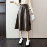 レザーフレアミモレスカート
