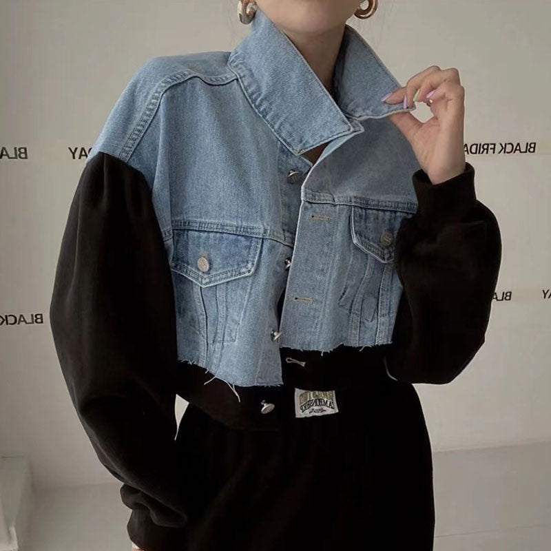 クロップドスウェットデニムジャケット