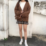 ワンカラーケーブルカーディガン