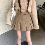 コーデュロイベルトプリーツスカート