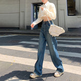 スムースダメージワイドデニム