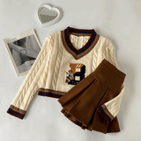 ロゴベアショートニット&スカートSET