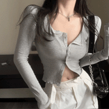 ソフトリブボタンカーディガン