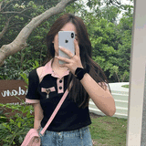 ハートチャームガーリーポロトップス