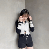 モノトーンフルジップニットトップス