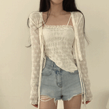 アシンメトリーキャミソール&カーディガンSET