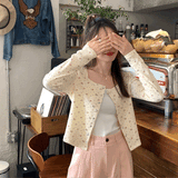 プチフラワースクエアネックカーディガン