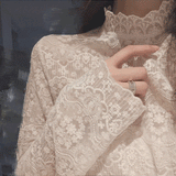 レースハイネックインナートップス