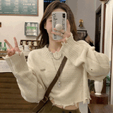 クロップドダメージニット