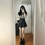 ダークカラーピタTシャツ&プリーツスカートSET