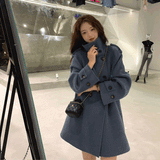 ハイネックダブルボタンピーコート