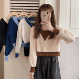 クロスネックニットトップス