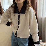 ボタンカラーリブトップス