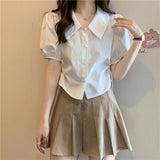 バブルスリーブシャツブラウス