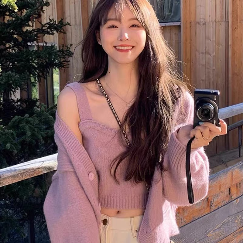 ルーズカーディガン&ニットビスチェSET