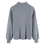 ハイネックシンプルリブトップス