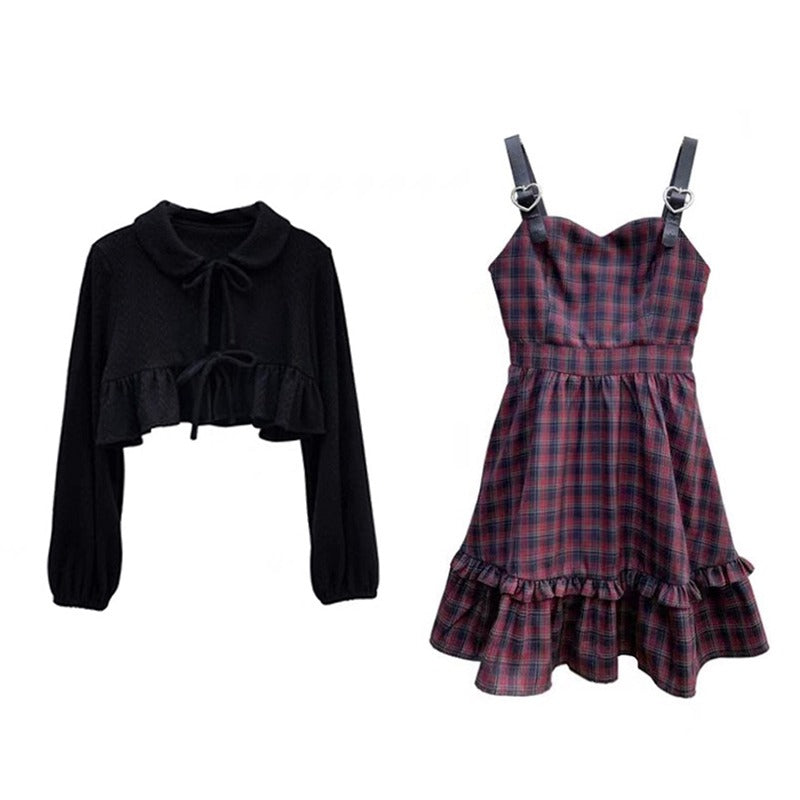 ハートバックルワンピース&フリルボレロSET